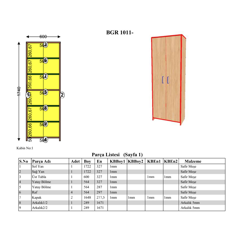 Bgr Çok Amaçlı Dolap Safir Meşe 1011 küçük görsel