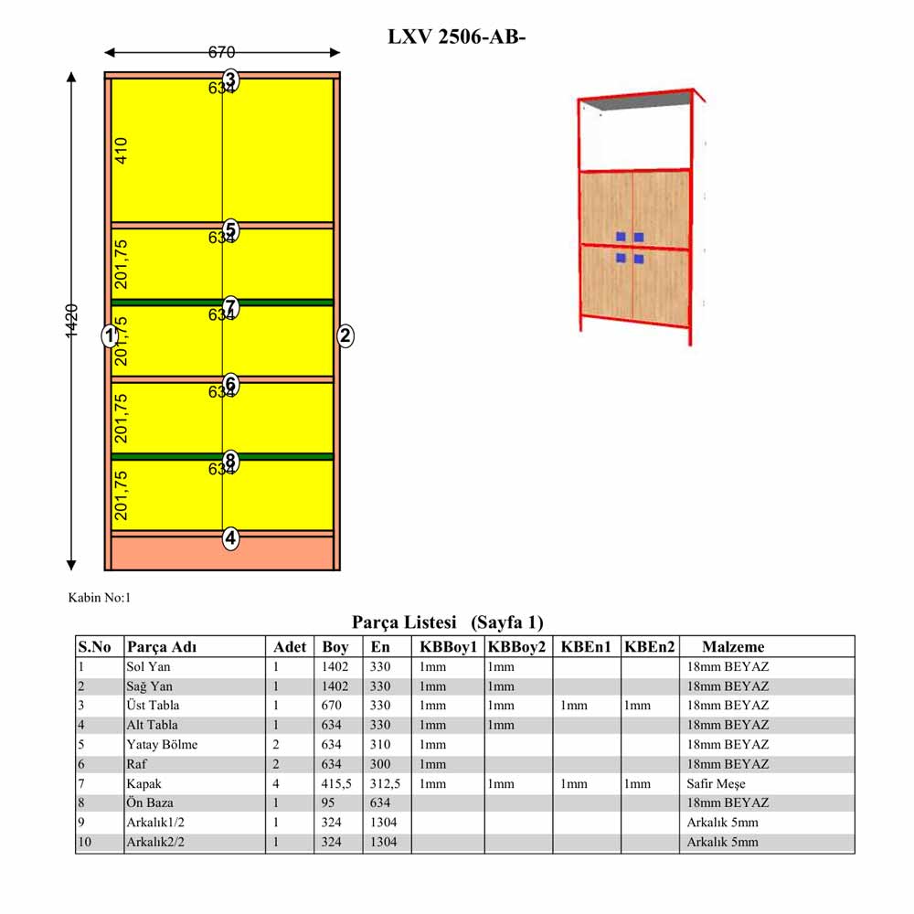 Bgr Mutfak Dolabı Beyaz-Safir Meşe 2506-Aa küçük görsel