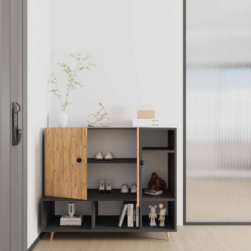 Bgr Ayakkabılık Çok Amaçlı Dolap Antrasit-Atlantik Çam 5738-Aaç küçük görsel