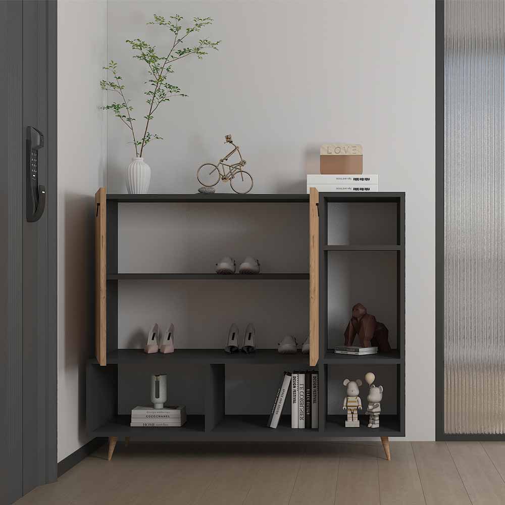 Bgr Ayakkabılık Çok Amaçlı Dolap Antrasit-Atlantik Çam 5738-Aaç küçük görsel