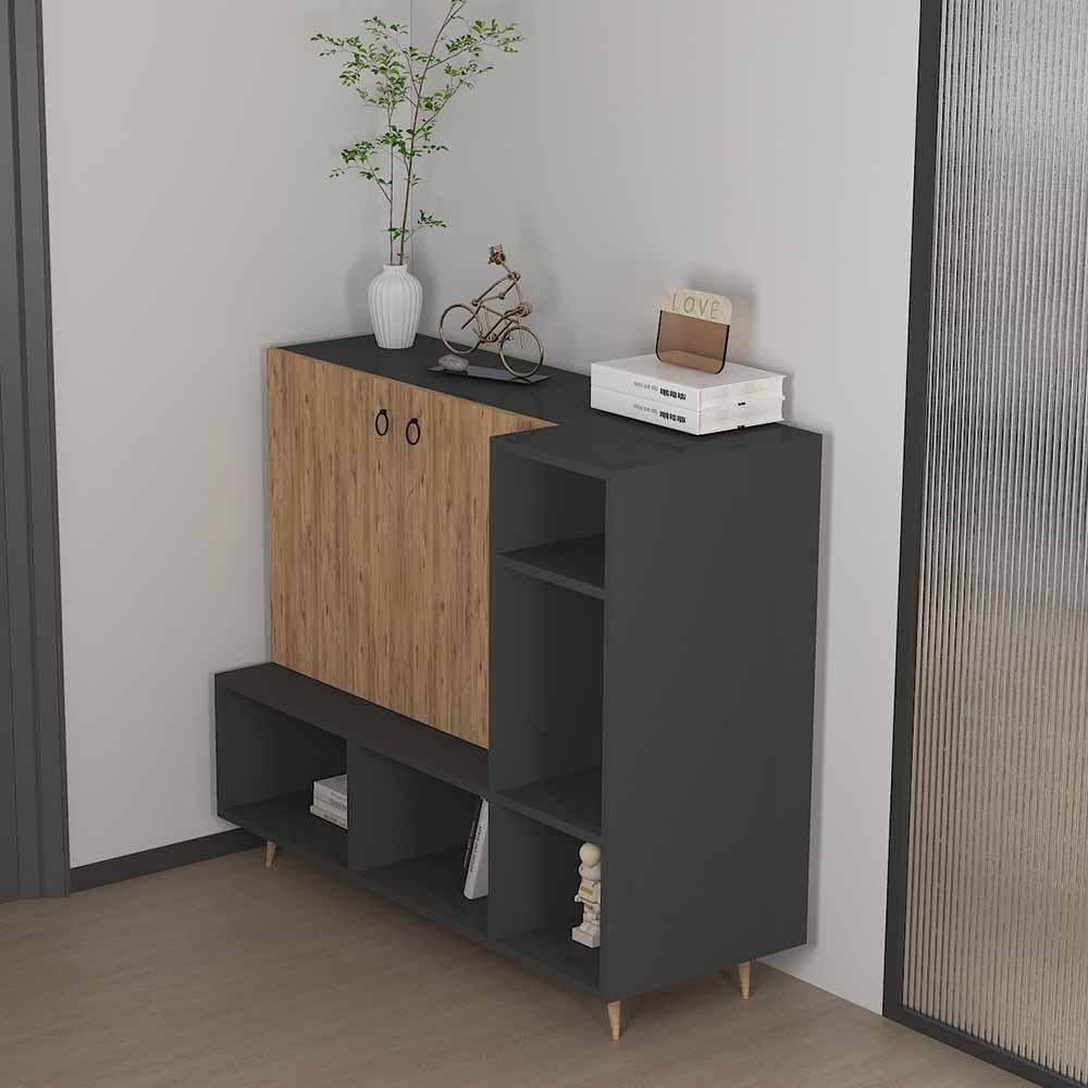 Bgr Ayakkabılık Çok Amaçlı Dolap Antrasit-Atlantik Çam 5738-Aaç küçük görsel