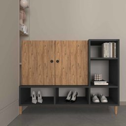 Bgr Ayakkabılık Çok Amaçlı Dolap Antrasit-Atlantik Çam 5738-Aaç küçük görsel