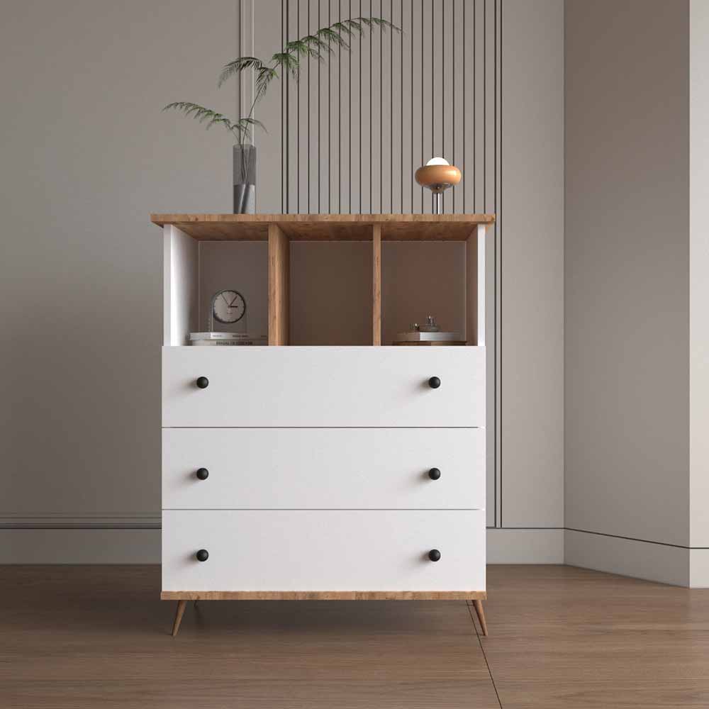 Bgr Şifonyer 3 Çekmeceli Beyaz-Atlantik Çam 5757-Baç görseli