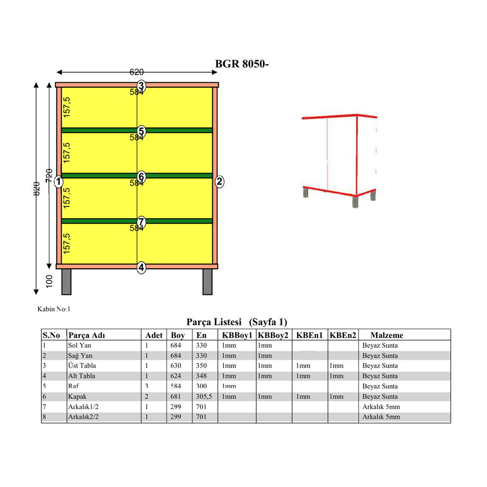 Bgr Ayakkabılık Çok Amaçlı Dolap Beyaz 8050 küçük görsel