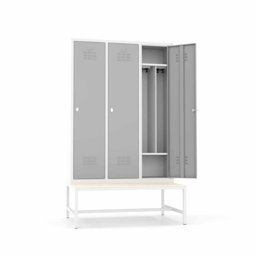 Usta Çelik Giyinme Dolabı Metal Oturma Banklı Ortadan Ayraçlı 3 Kapılı U-S03Tk-Bnk küçük görsel