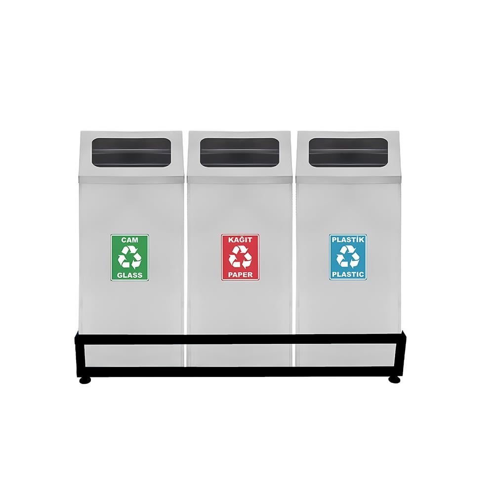 Maxilow Geri Dünüşüm Atık Kovası Zarf Kapak 3'Lü Ss430 18251 görseli