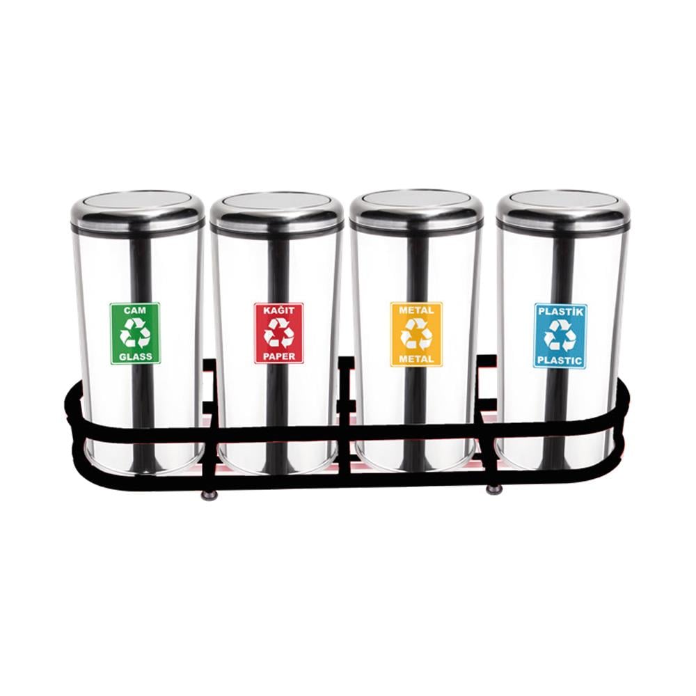 Maxiflow Geri Dönüşüm Atık Kovası Pratik Kapak 4'Lü Ss430 23437 görseli