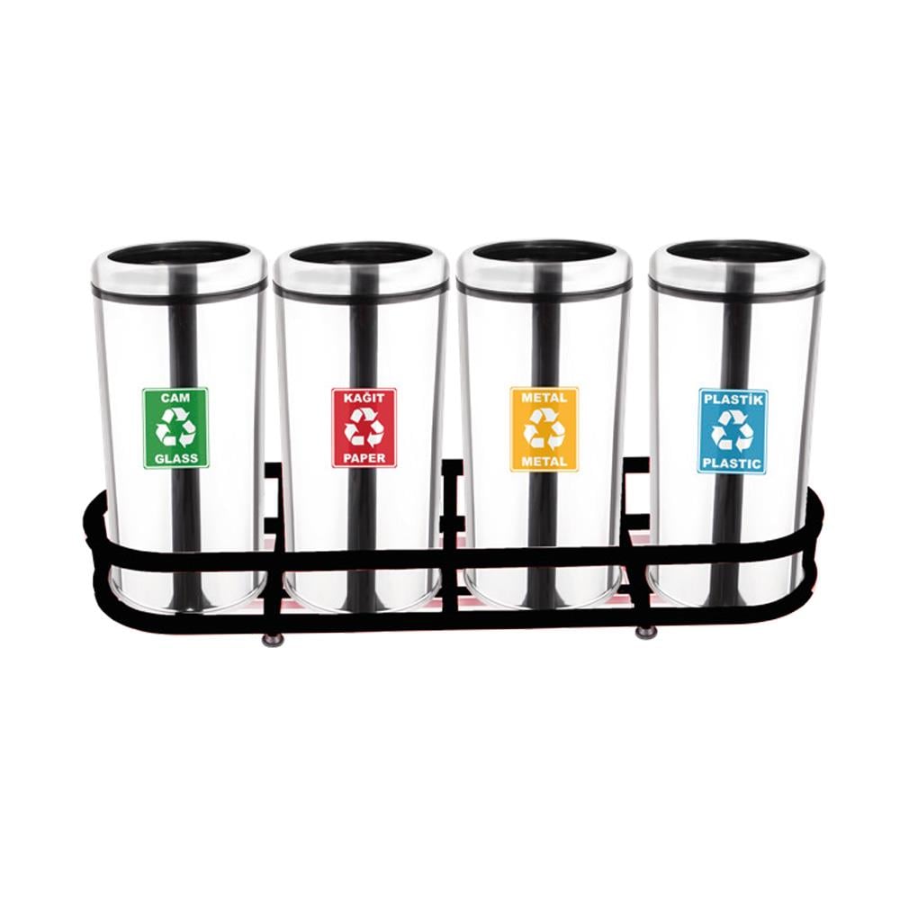 Maxiflow Geri Dönüşüm Atık Kovası Çemberli Kapak 4'Lü Ss430 23436 görseli