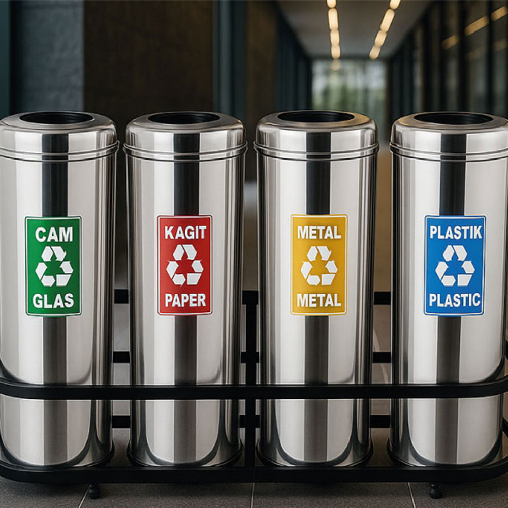 Maxiflow Geri Dönüşüm Atık Kovası Çemberli Kapak 4'Lü Ss430 23436 küçük görsel