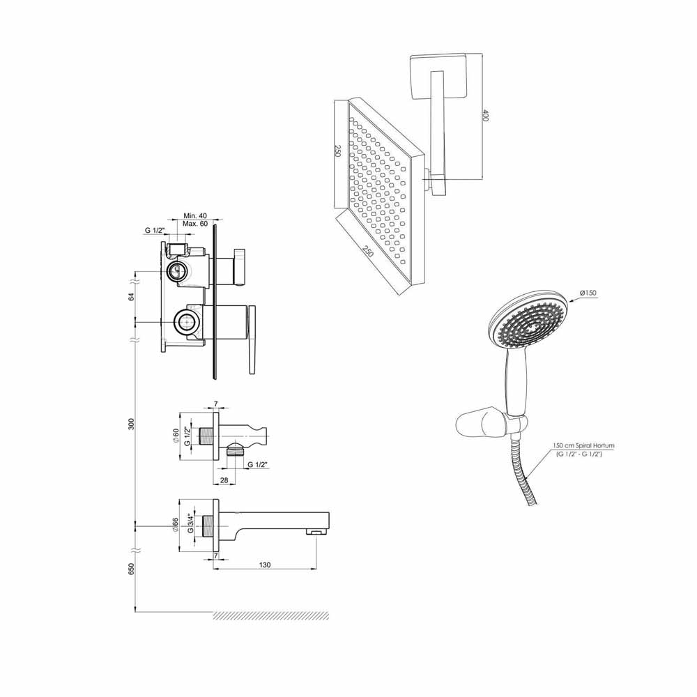 Gpd Aduro Ankastre Duş Seti Krom küçük görsel