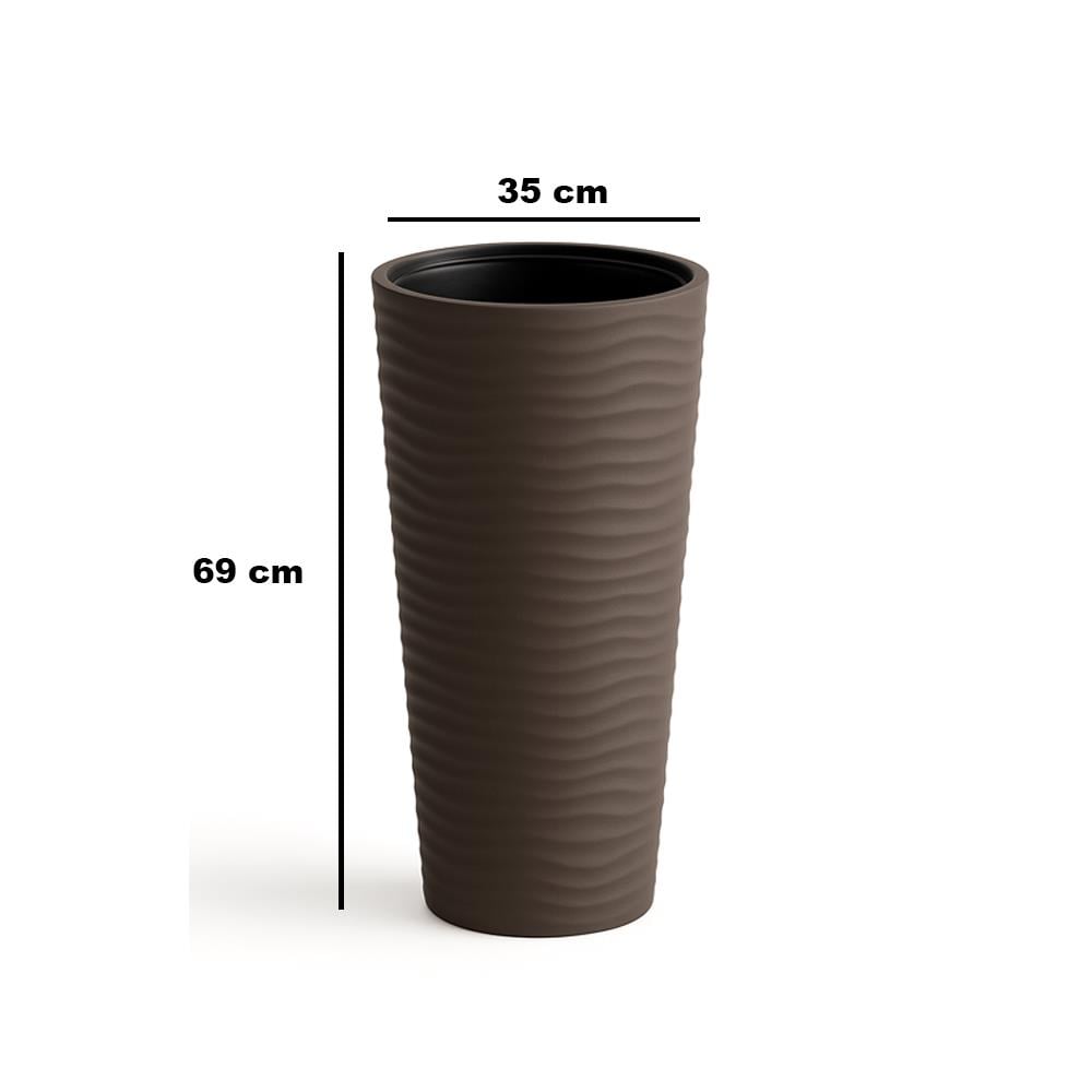 Serinova Kumsal Vazo Saksı Takım No:2 9 Lt Mocha küçük görsel