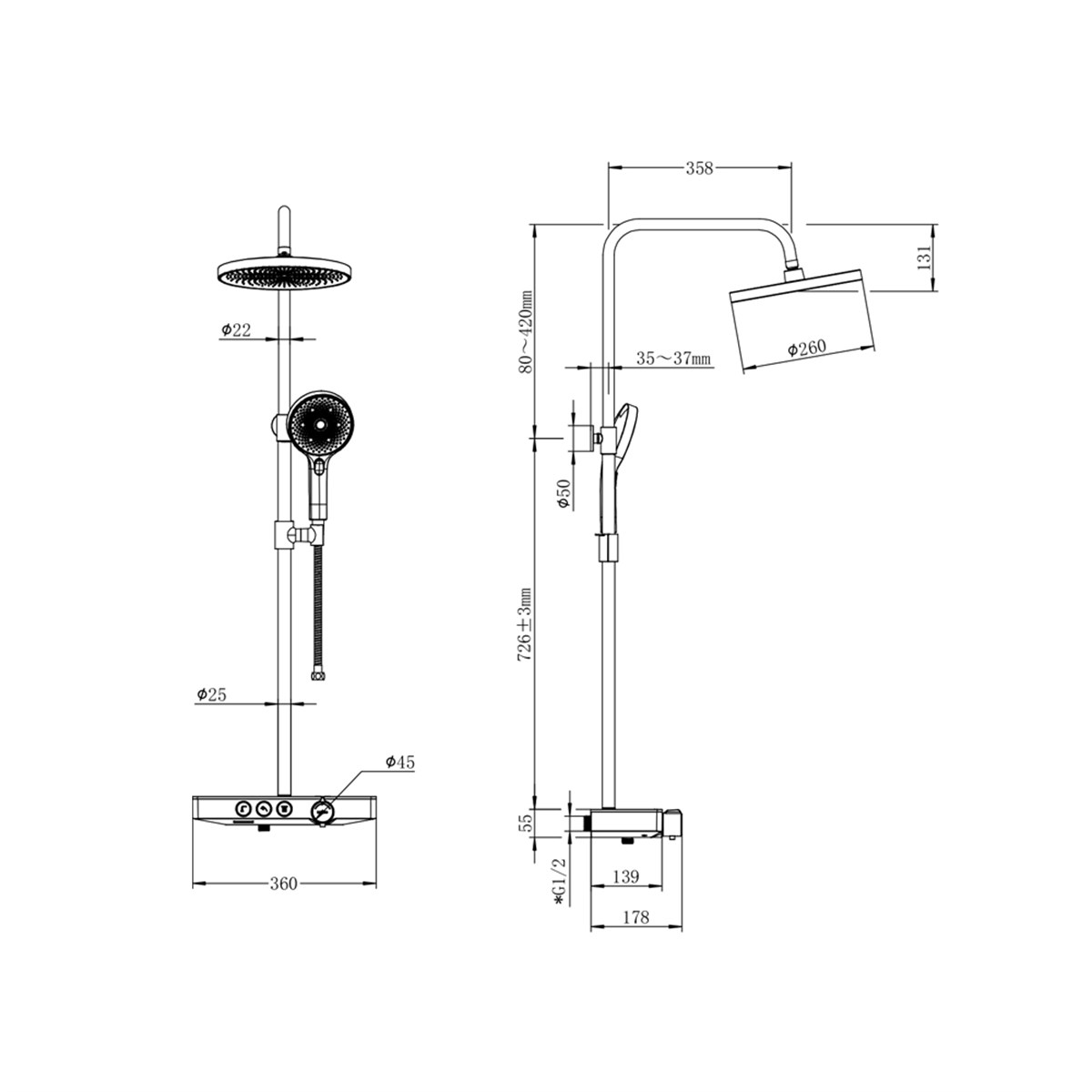 Newarc Bold Bataryalı Duş Ünitesi Siyah 910532 küçük görsel