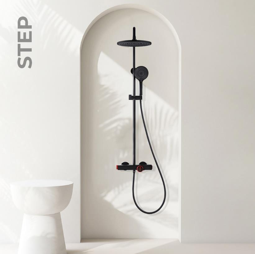 Newarc Step Termostatik Bataryalı Duş Ünitesi Siyah 900535 küçük görsel