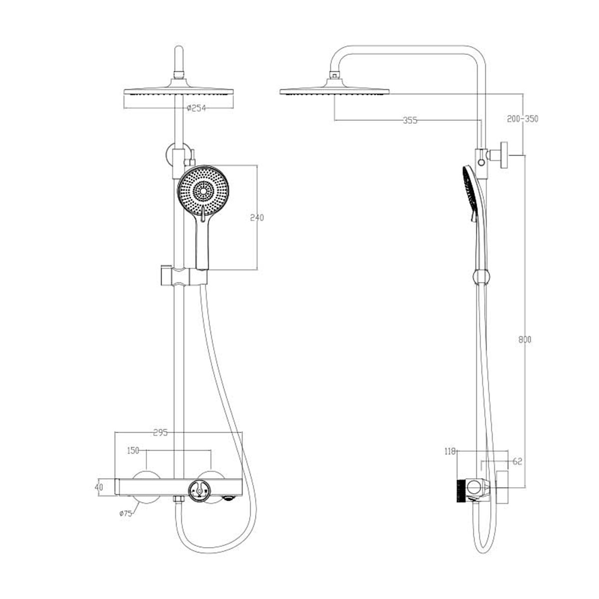 Newarc Step Termostatik Bataryalı Duş Ünitesi Siyah 900535 küçük görsel