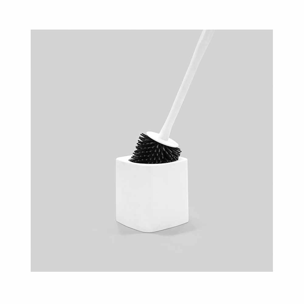 İnoks Wc Tuvalet Fırçası Silikonlu Beyaz küçük görsel