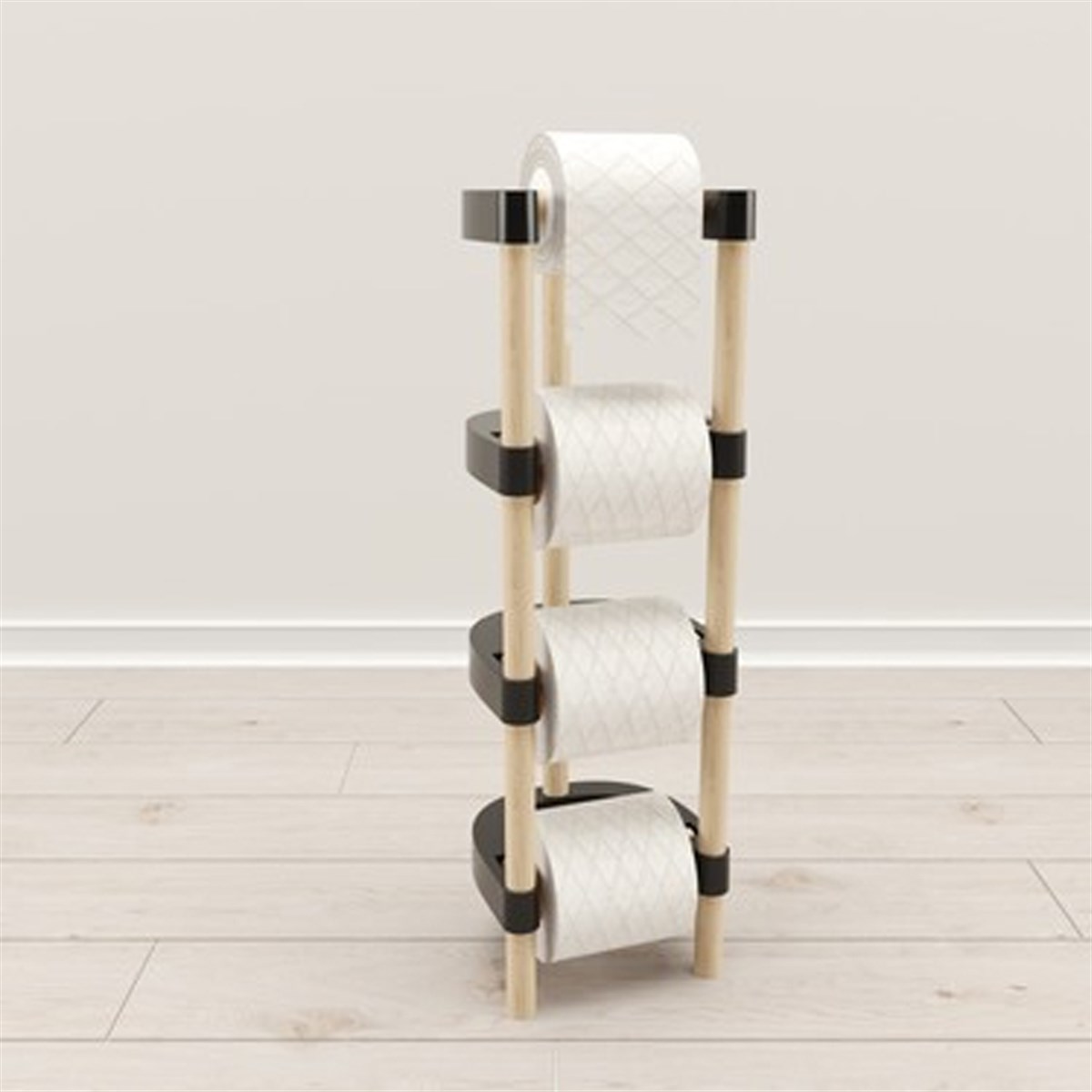 Seowood Seo-8102 4 Askılı Ahşap Tuvalet Kağıtlığı küçük görsel
