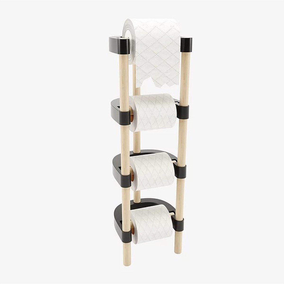 Seowood Seo-8102 4 Askılı Ahşap Tuvalet Kağıtlığı küçük görsel