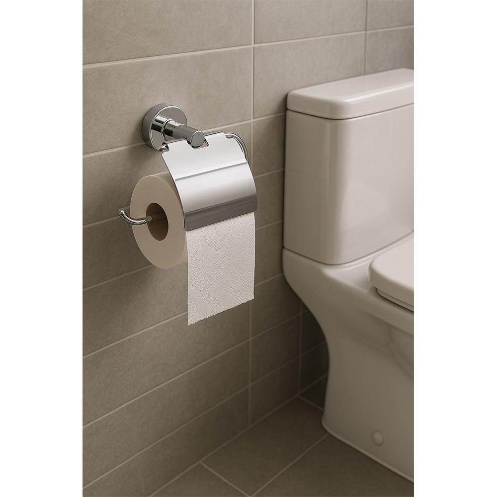 Delux Krom Kapaklı Wc Kağıtlık küçük görsel