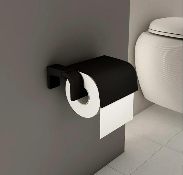 Maxiflow Wc Kapaklı Kağıtlık Siyah F1 30878 küçük görsel