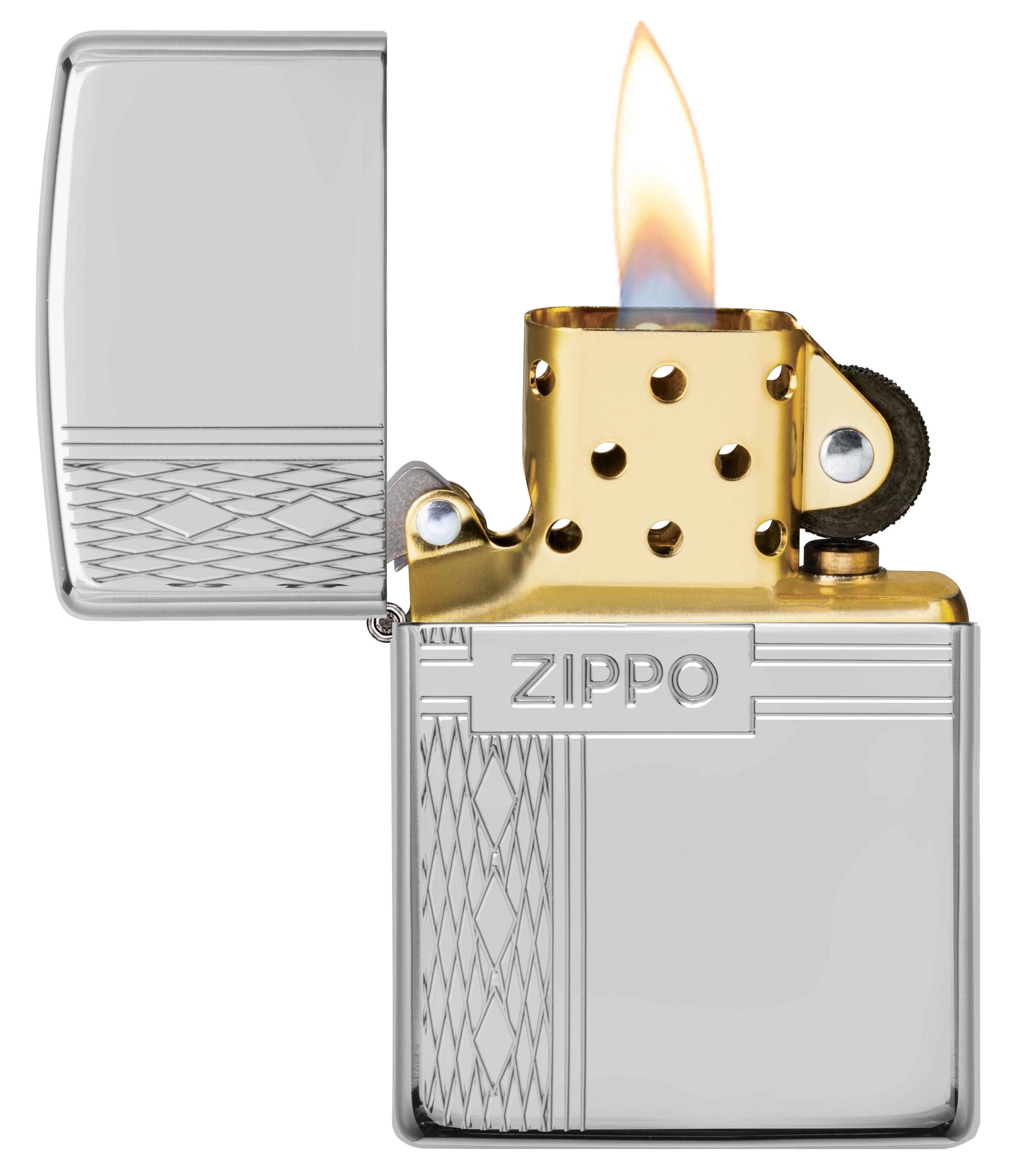 Zippo Elmas Dizayn Saf Gümüş küçük görsel
