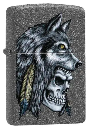 Wolf Skull Feather Design küçük görsel