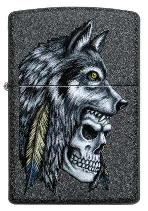 Wolf Skull Feather Design küçük görsel