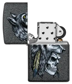Wolf Skull Feather Design küçük görsel