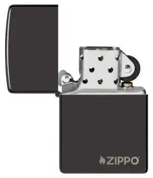 Classic High Polish Black Zippo Logo küçük görsel