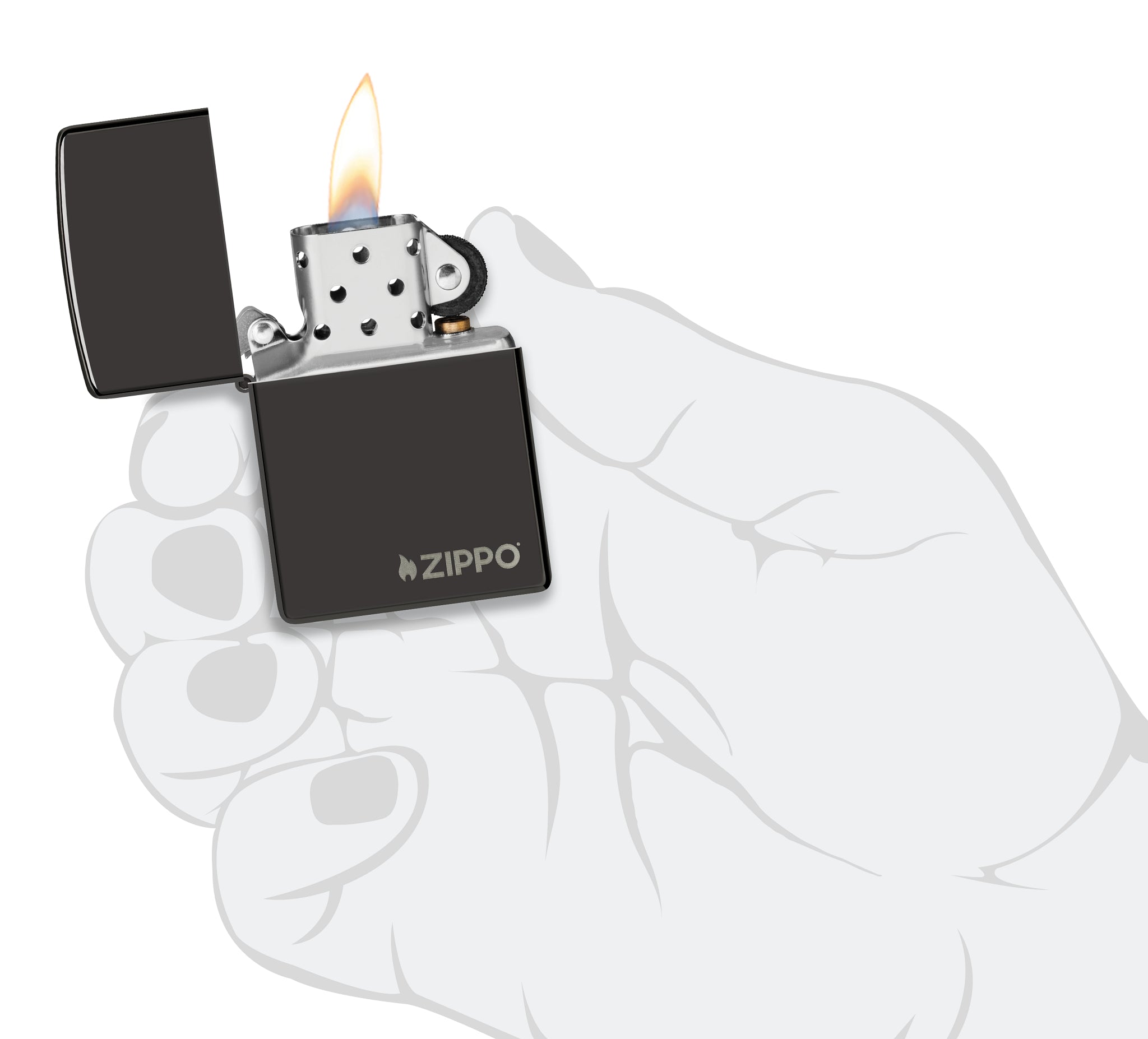 Classic High Polish Black Zippo Logo küçük görsel