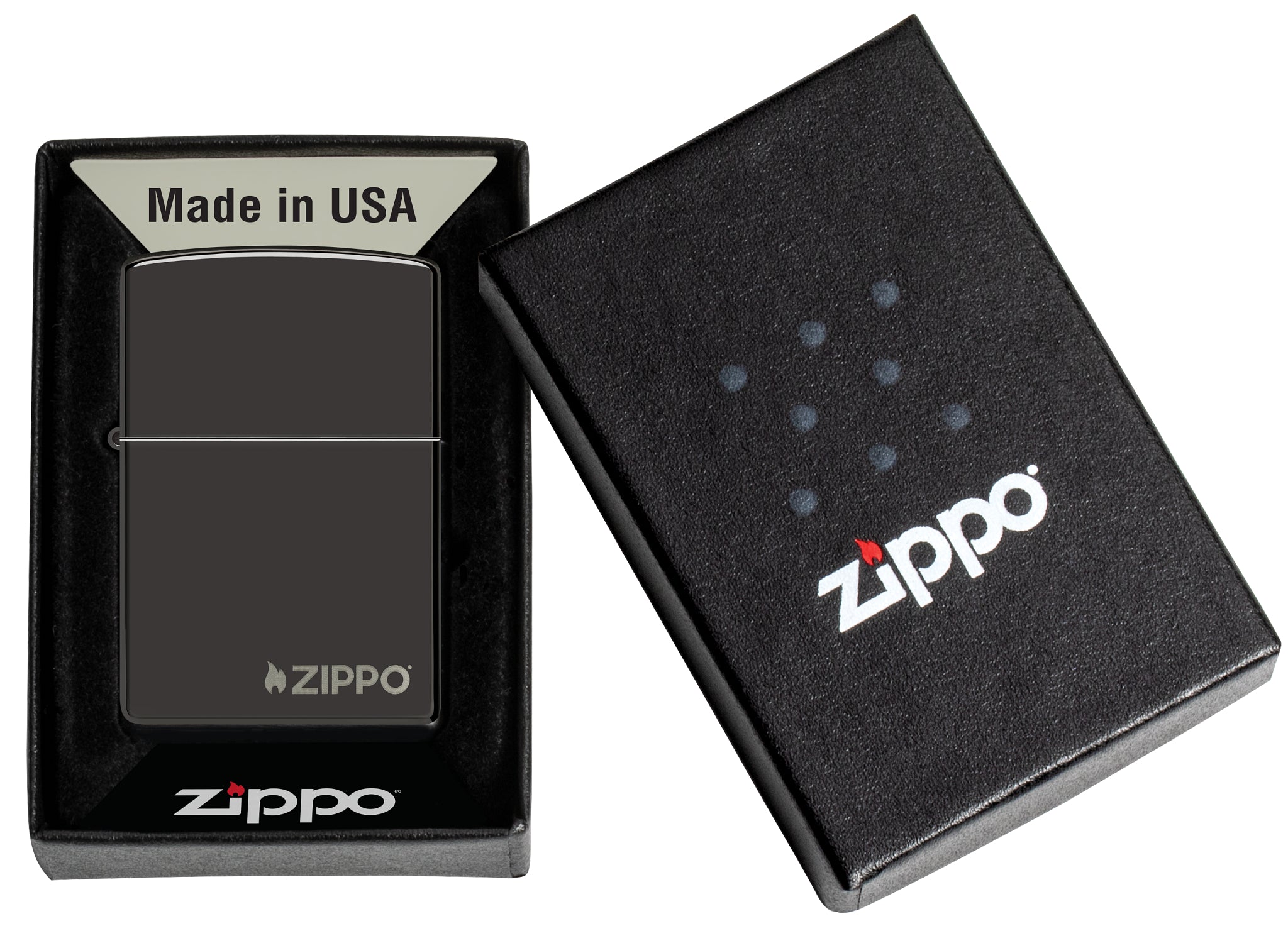 Classic High Polish Black Zippo Logo küçük görsel