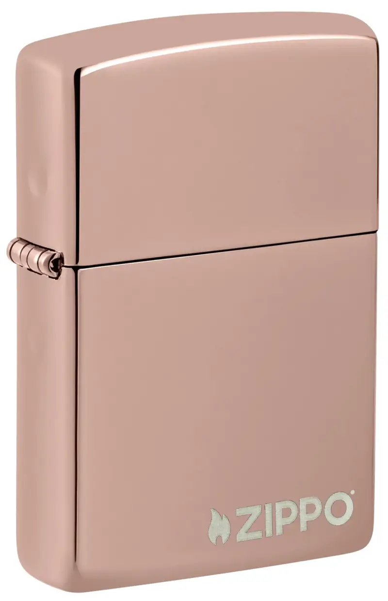Classic High Polish Rose Gold Zippo Logo görseli