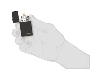 Slim® High Polish Black Zippo Logo küçük görsel