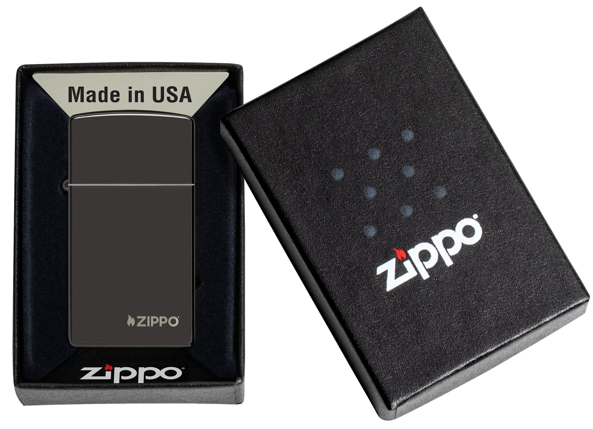 Slim® High Polish Black Zippo Logo küçük görsel