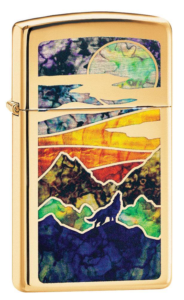 Slim® High Polish Brass Howling Wolf görseli