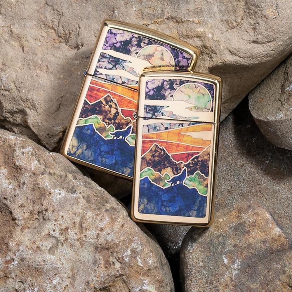 Slim® High Polish Brass Howling Wolf küçük görsel