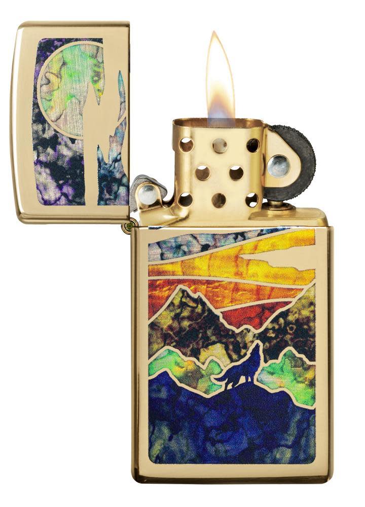 Slim® High Polish Brass Howling Wolf küçük görsel