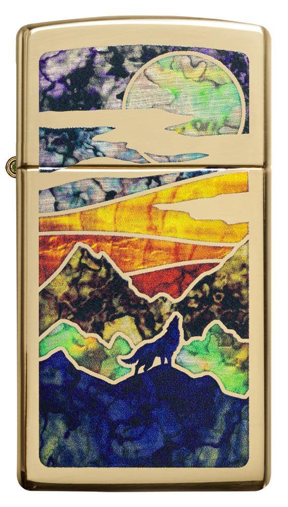 Slim® High Polish Brass Howling Wolf küçük görsel