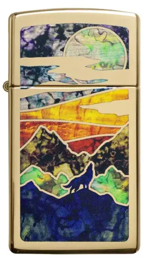 Slim® High Polish Brass Howling Wolf küçük görsel