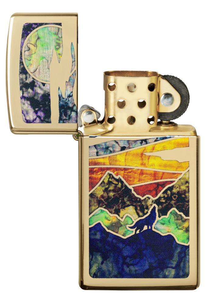 Slim® High Polish Brass Howling Wolf küçük görsel