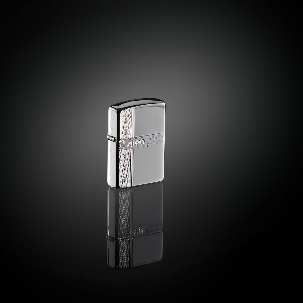 Sterling Silver Zippo Diamond Design küçük görsel