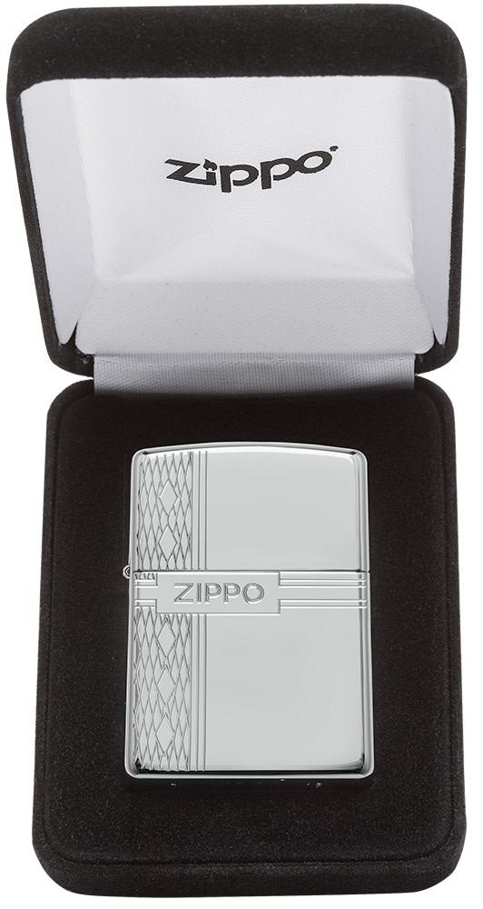 Sterling Silver Zippo Diamond Design küçük görsel