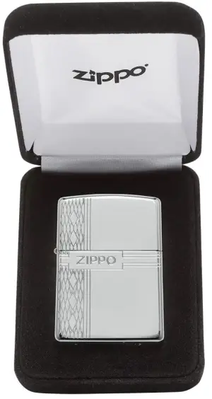Sterling Silver Zippo Diamond Design küçük görsel