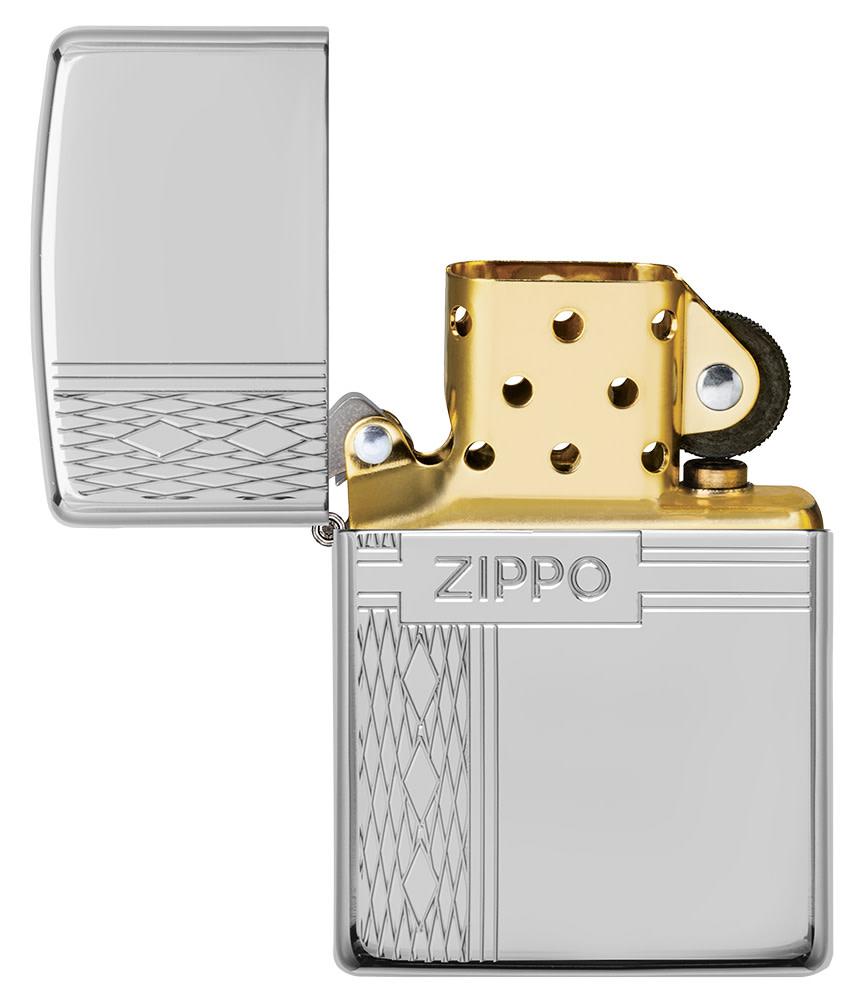 Sterling Silver Zippo Diamond Design küçük görsel